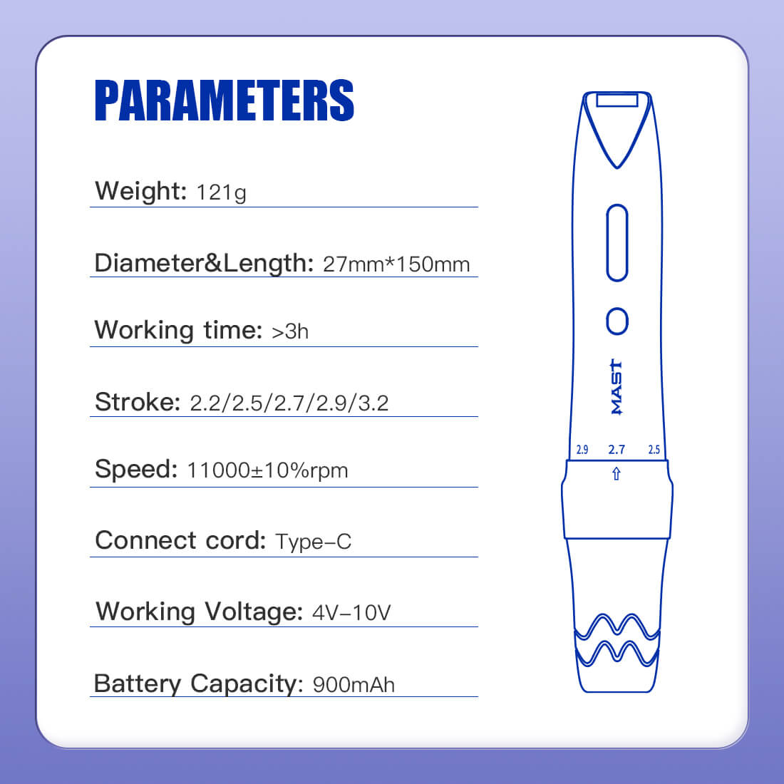 Mast P60 Wireless Pmu Machine (2.2mm-3.2mm Adjustable Stroke)