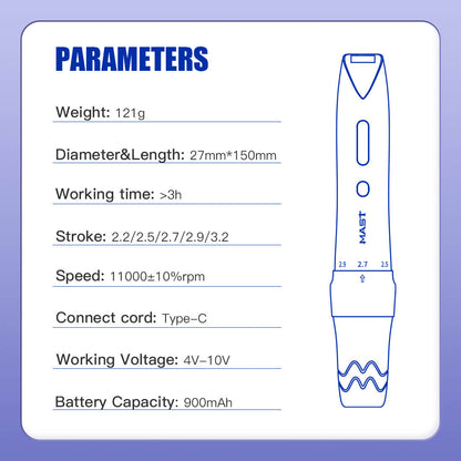 Mast P60 Wireless Pmu Machine (2.2mm-3.2mm Adjustable Stroke)