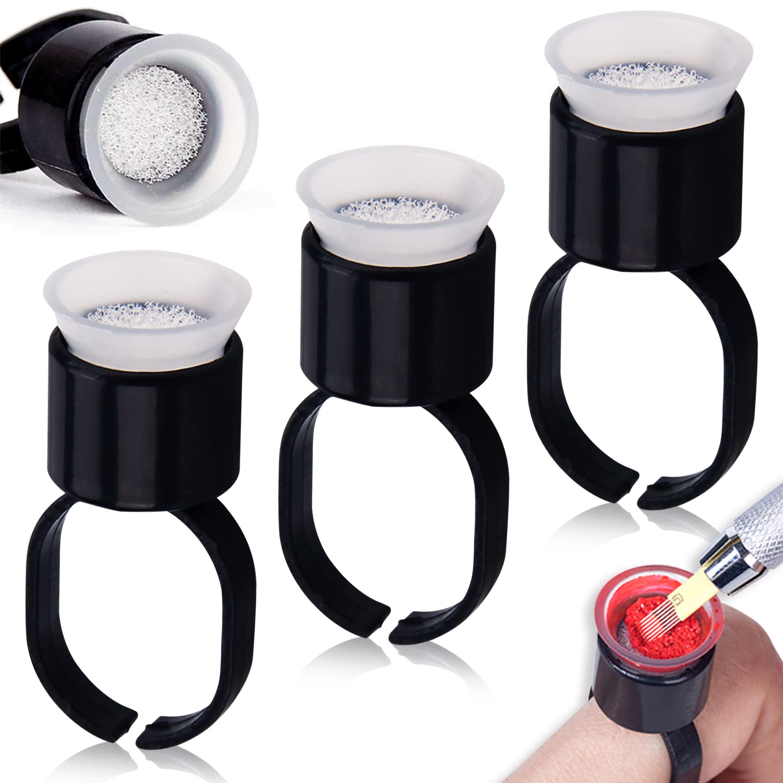 Ring Ink Cups With Sponge - Disposable Microblading Ink Rings
